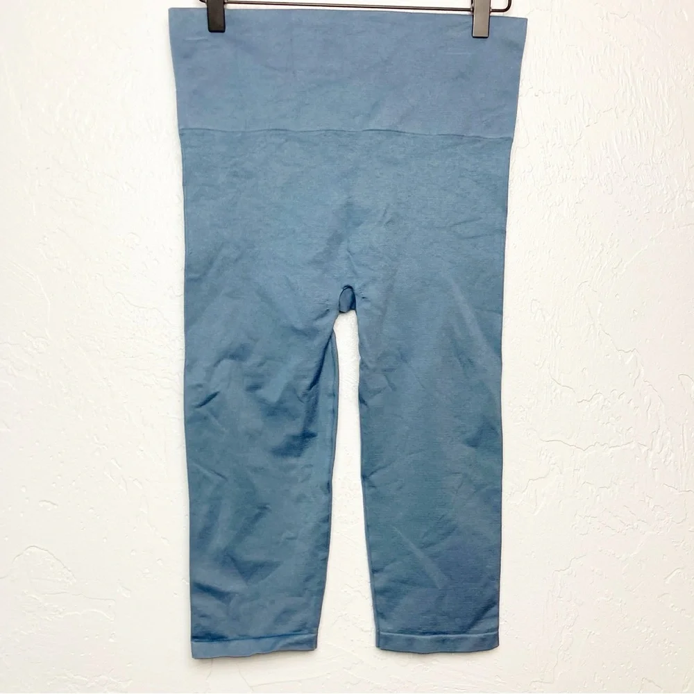 Blanqi Maternity Belly Support Crop Leggings Large Oil Blue